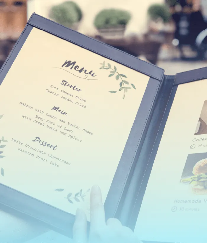 Menus pour restaurants & cafés